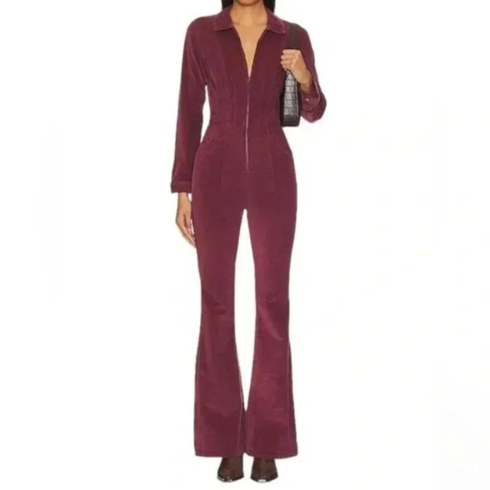 NEW FREE PEOPLE We The Free Cordovan Jayde Cord Flare Jumpsuit